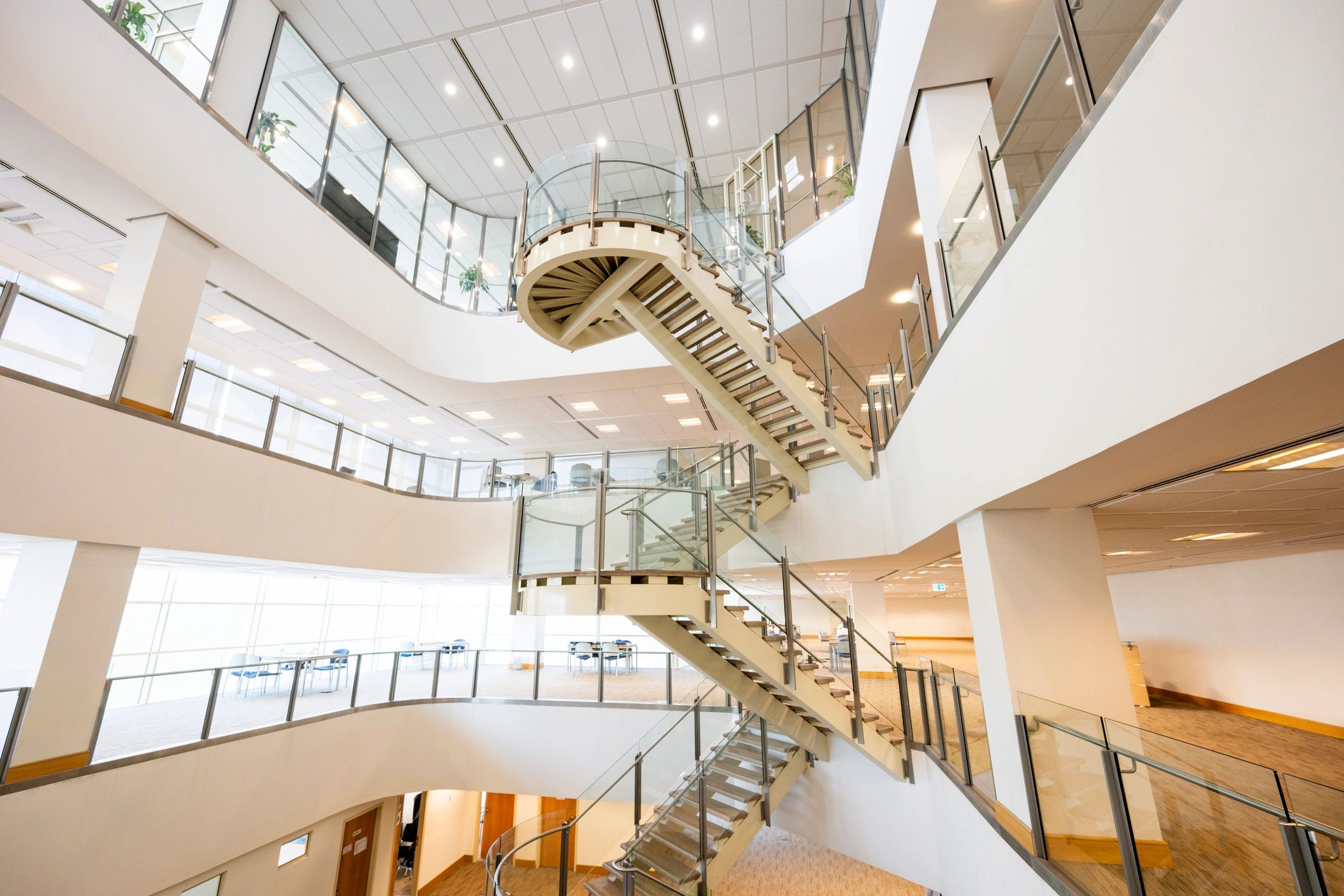 Modern office building interior representing SoftekCloud contact location